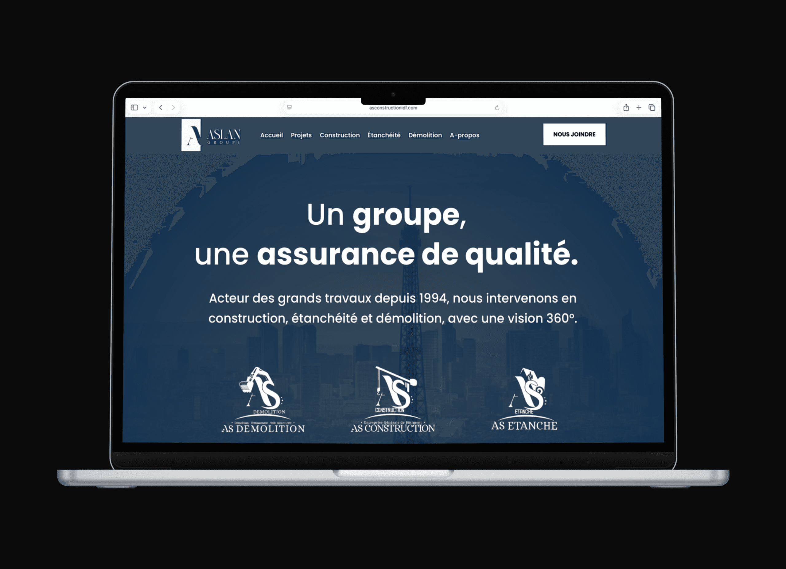 Aperçu du site Aslan Groupe, construction, démolition et étanchéité